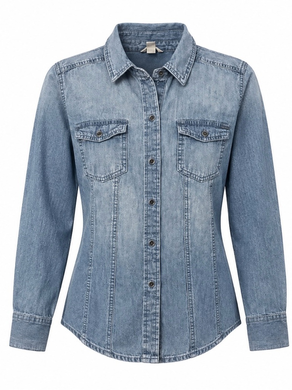 Calvin Klein Denim Button Front 
Blouse